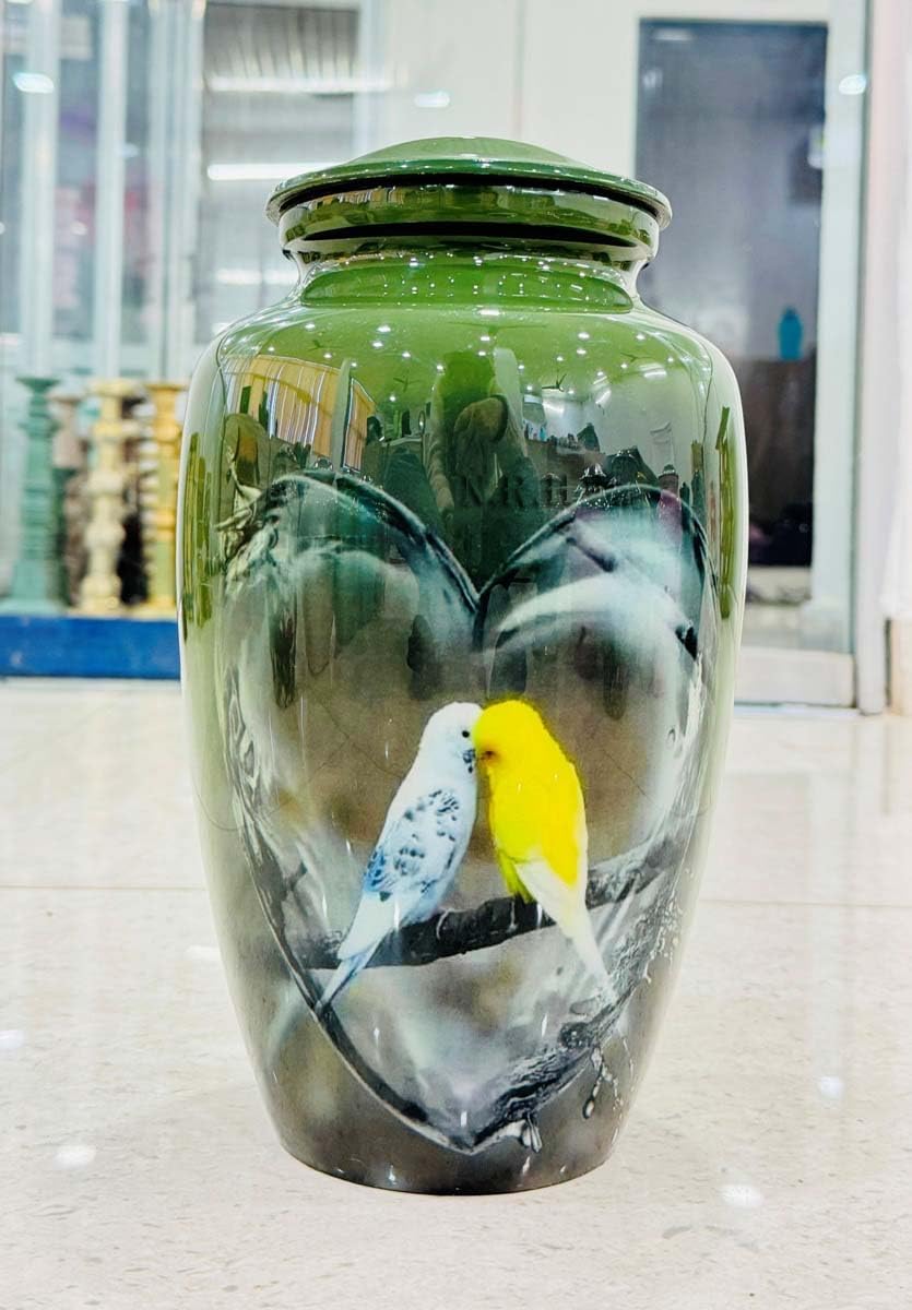 Love Bird in Water Heart Urns for Humans and Pets