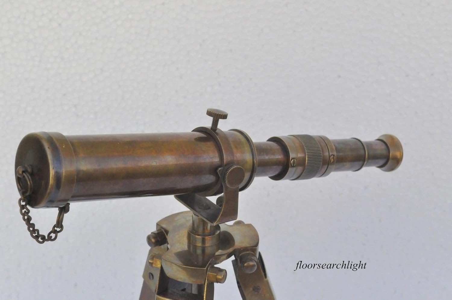 Antique Nautical Brass Telescope with Wooden Tripod