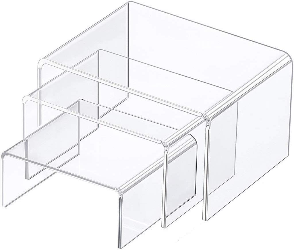 3 Piece Clear Acrylic Jewelry Display Risers Set
