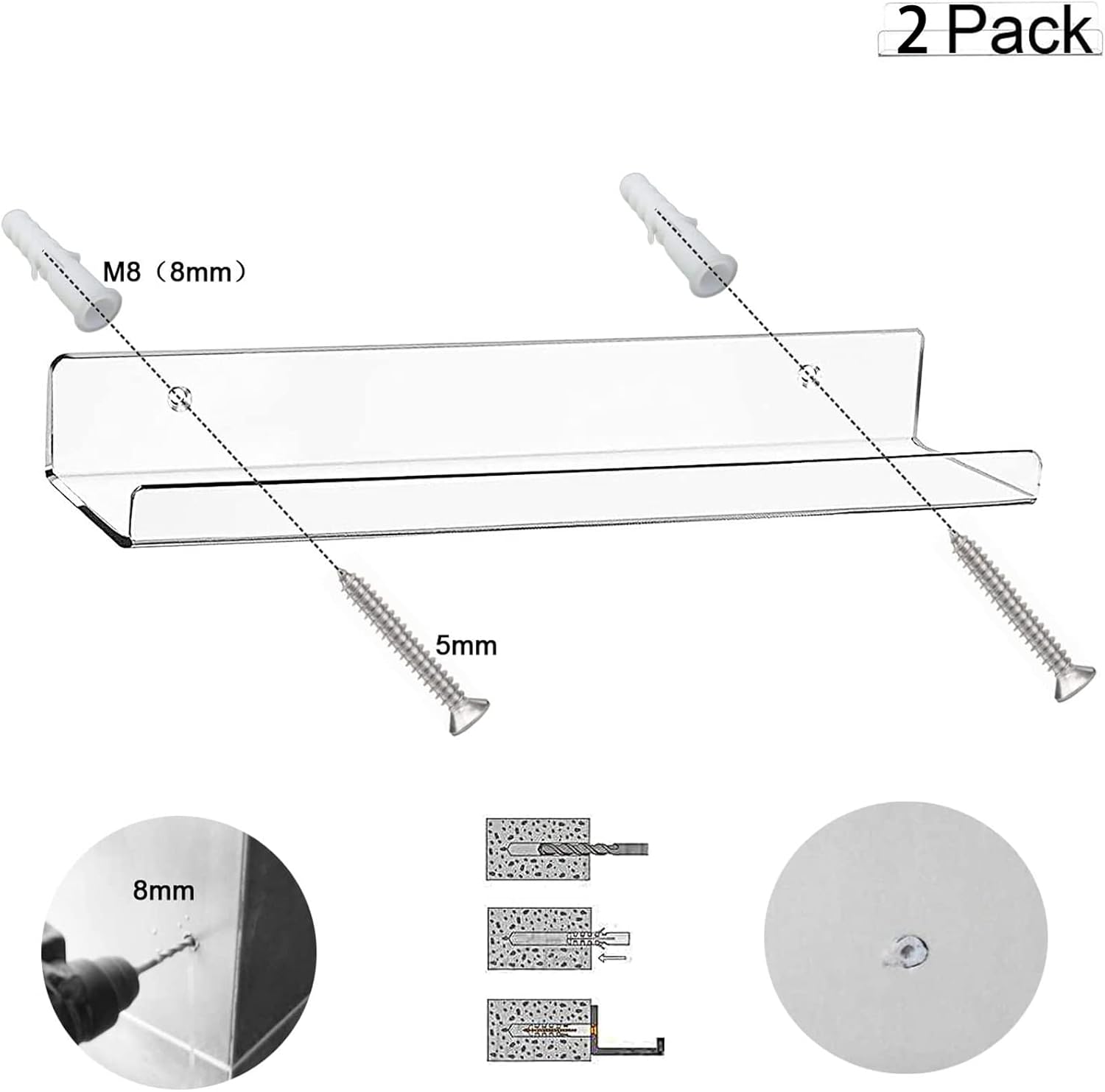 Cerpourt Clear Floating Shelf Set 2 Pack