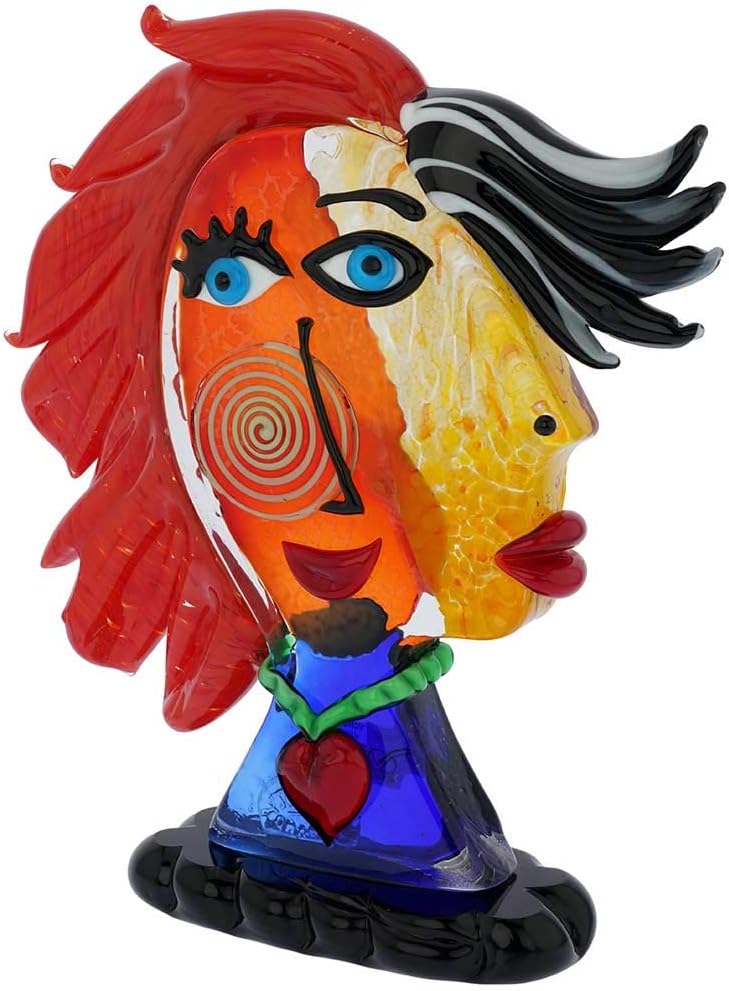 GlassOfVenice Murano Glass Picasso Woman Head with Red Hair
