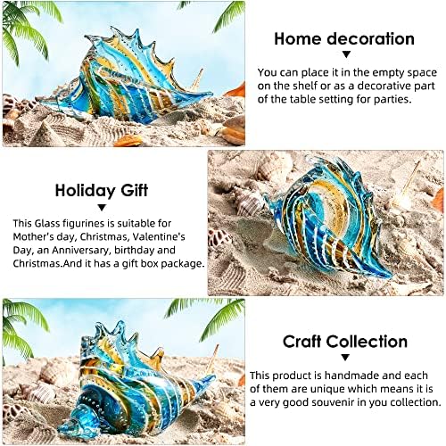 EUSTUMA Hand Blown Glass Conch Figurine Ornament