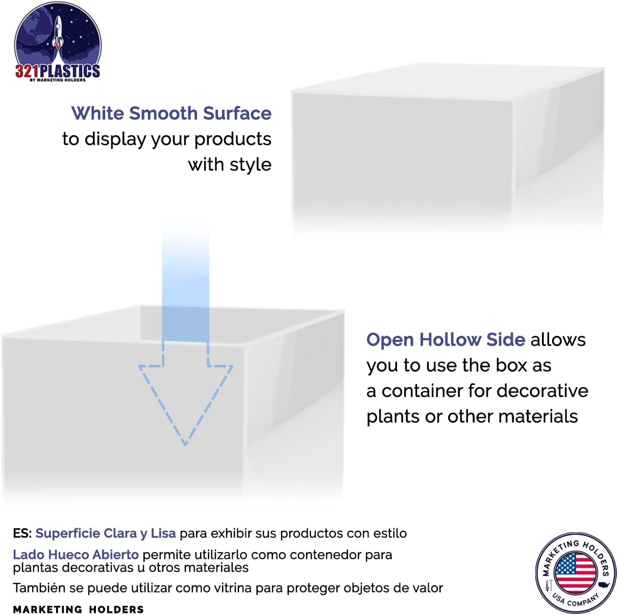 White Platform Display Box 12x12x32 No Lid Cube Stand