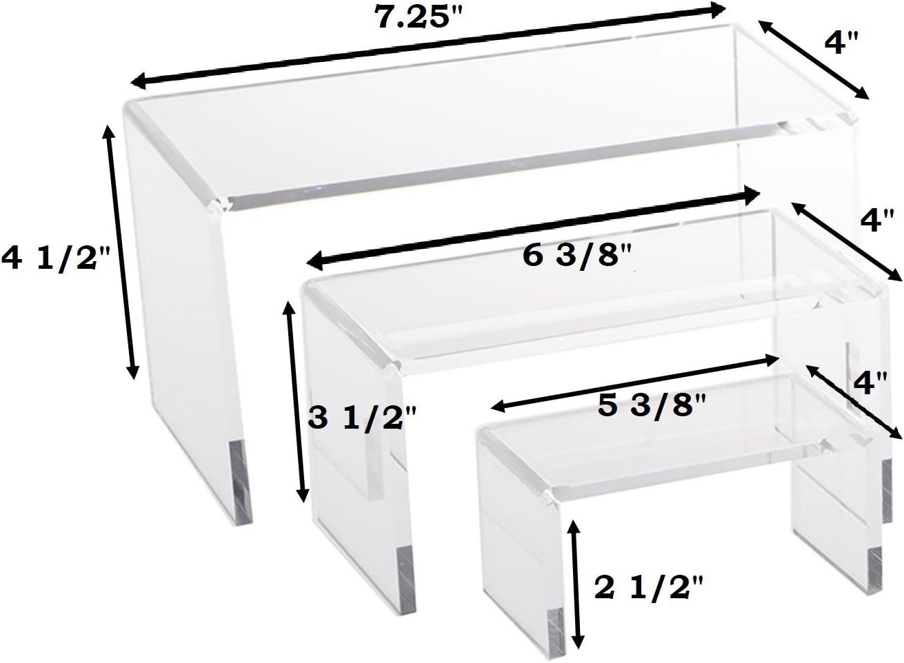 3 Piece Clear Acrylic Jewelry Display Risers Set