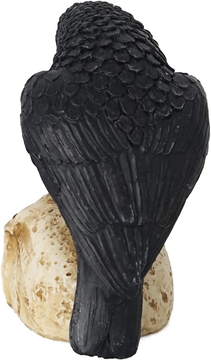 EraSpooky Gothic Crow on Skull Halloween Statue