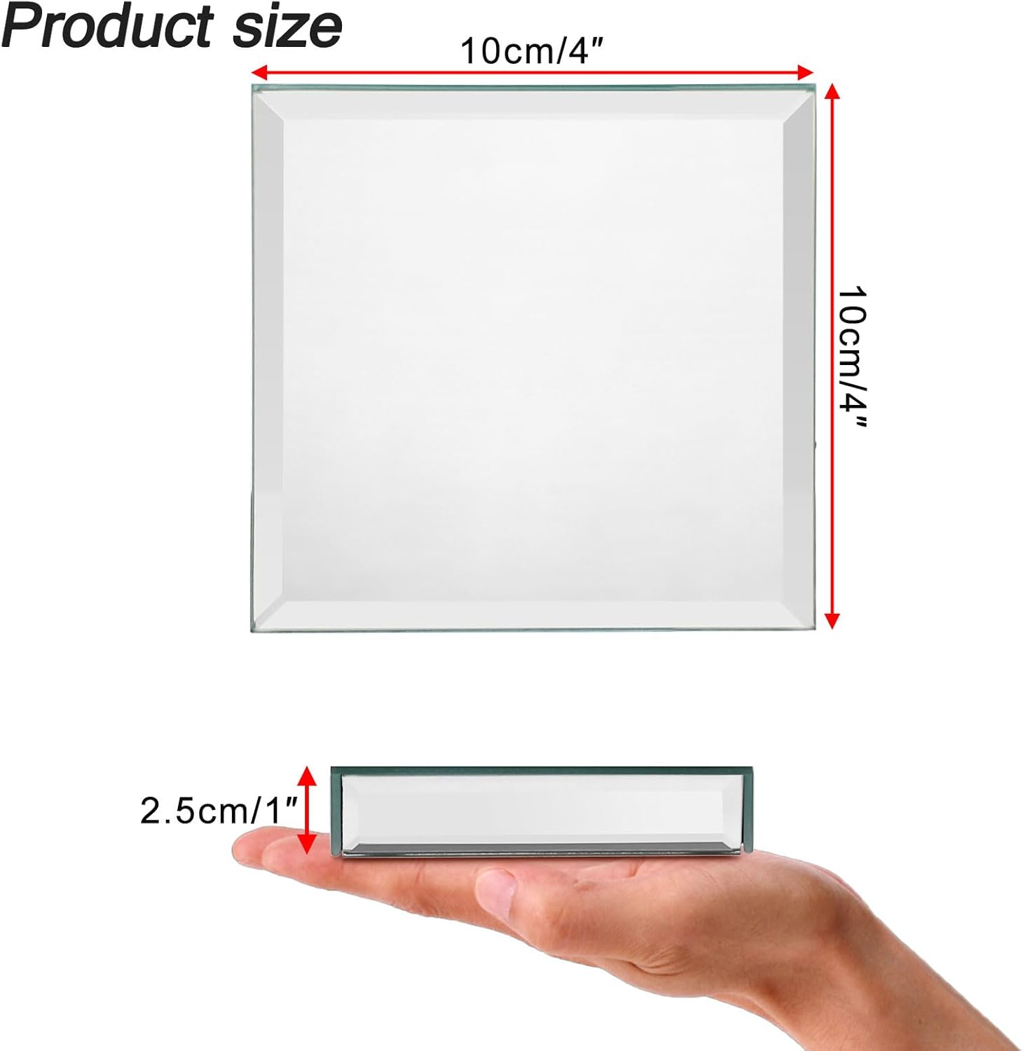Hipiwe 2Pcs Square Mirrored Display Risers Stand