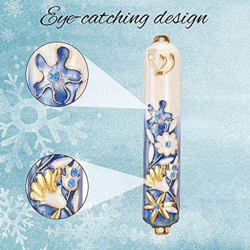 Matashi 55 Inch Hand Painted Mezuzah with Gold and Crystal Accents