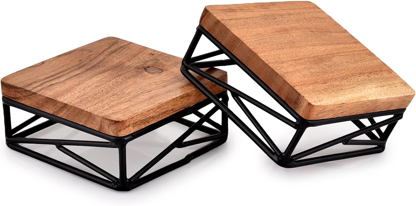 NIRMAN Riser Square Display Wooden Base Stand Set of 2