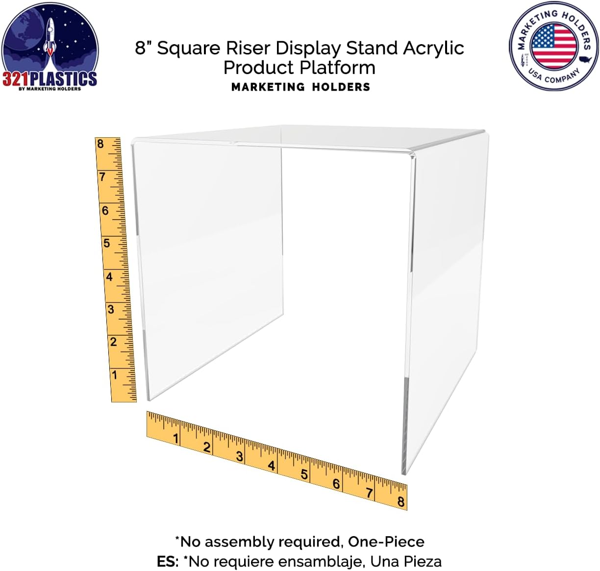 Marketing Holders Acrylic Display Riser Stand 8 Inch Wide 2 Pack