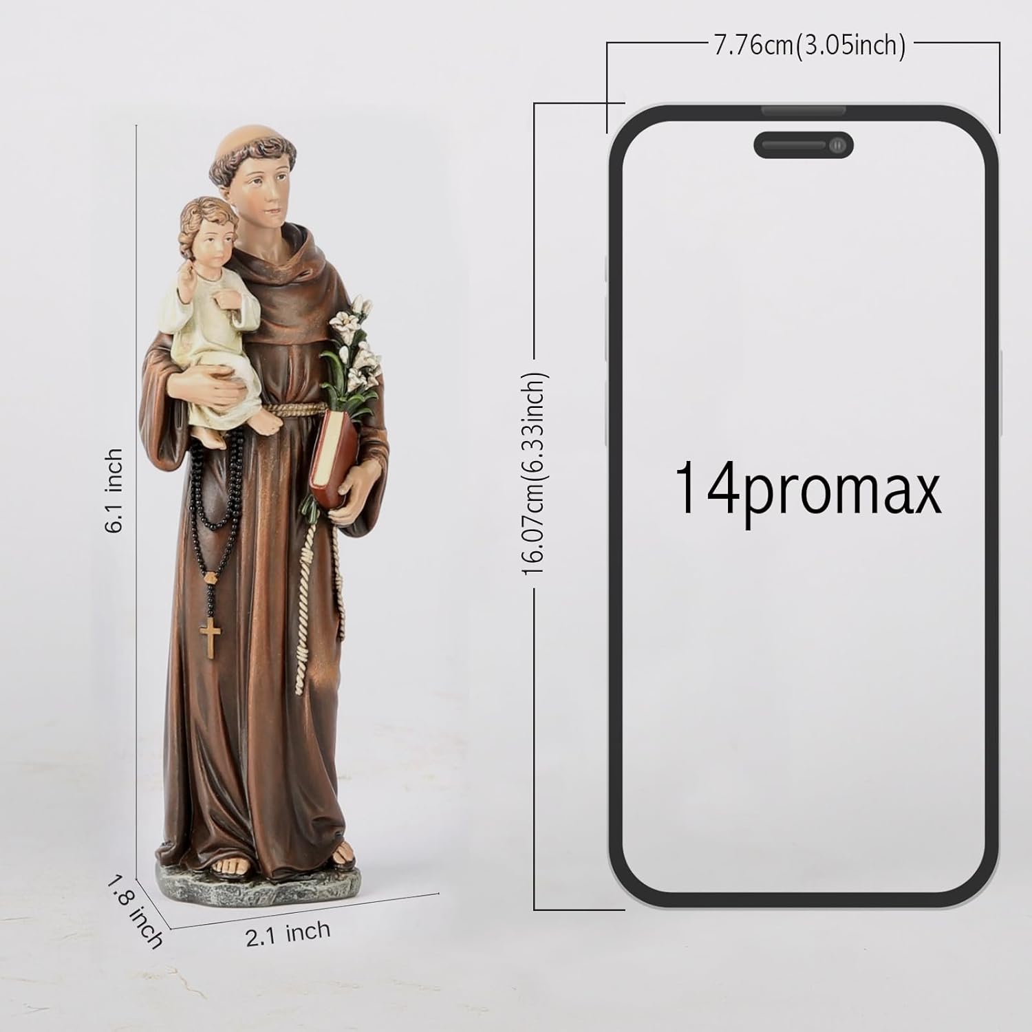 BC Catholic St Anthony Statue 6 Inch Sculpture
