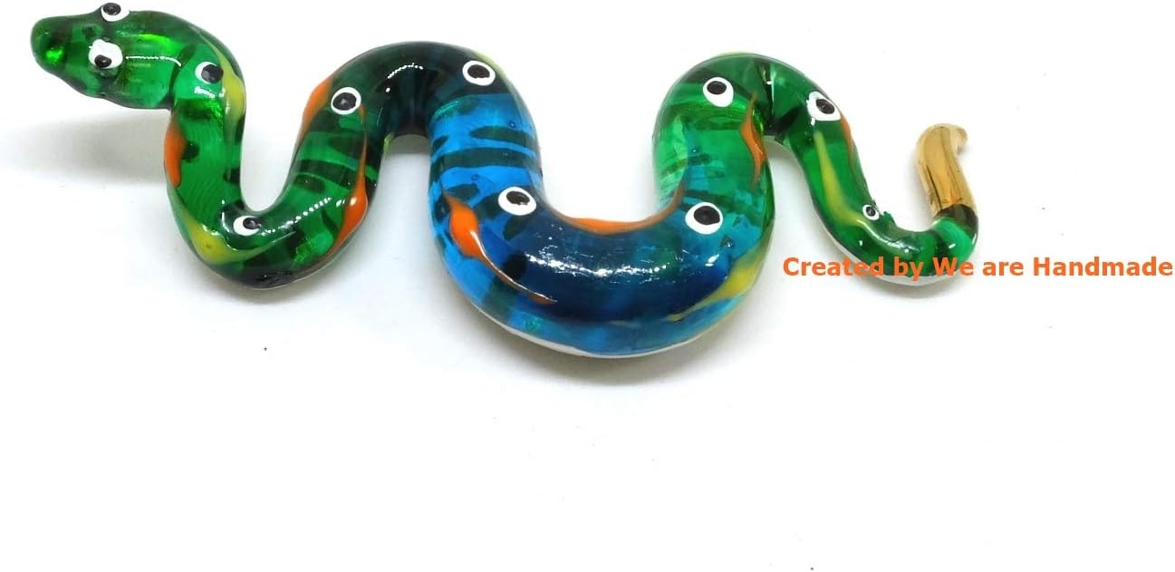 Handmade 3 Inch Blown Glass Fantasy Ball Python Snake Figurine