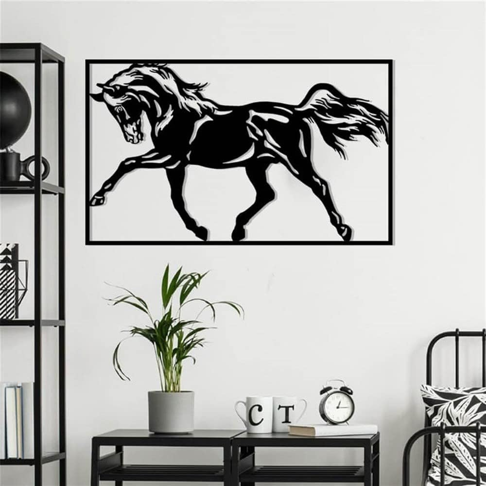 NORTH KAISER Black Metal Horse Wall Art