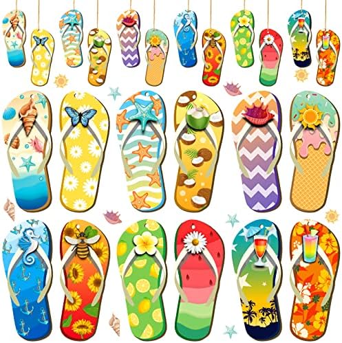 36 Pcs Summer Wood Hanging Ornaments with 12 Styles