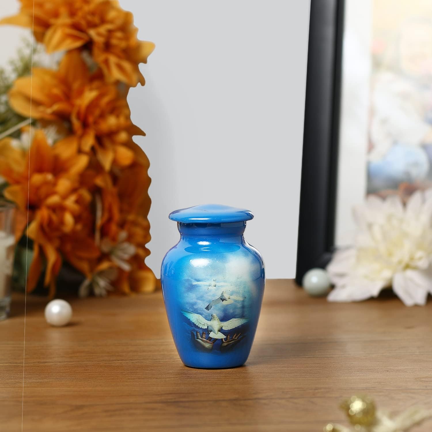 Serenity Dove Painted Mini Cremation Urn - Small Keepsake