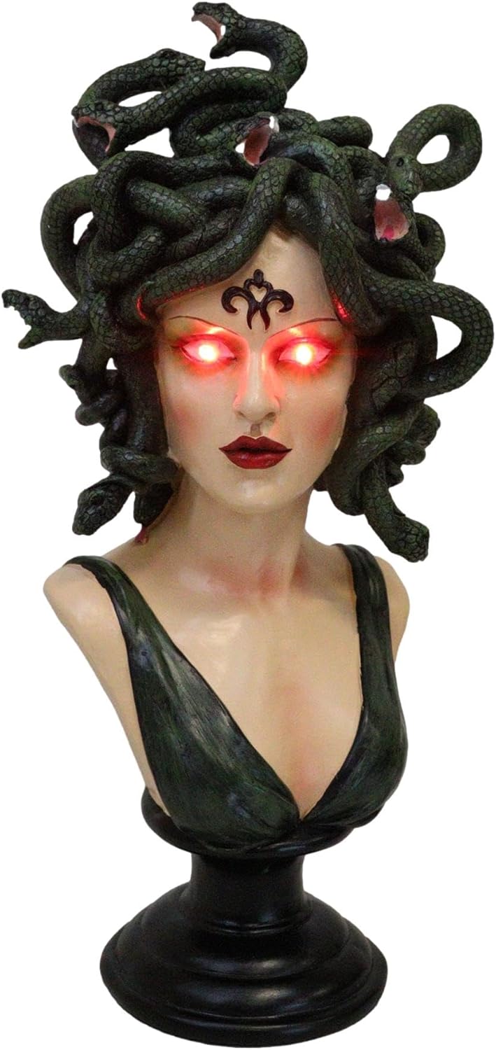 Greek Goddess Medusa LED Eye Bust Figurine