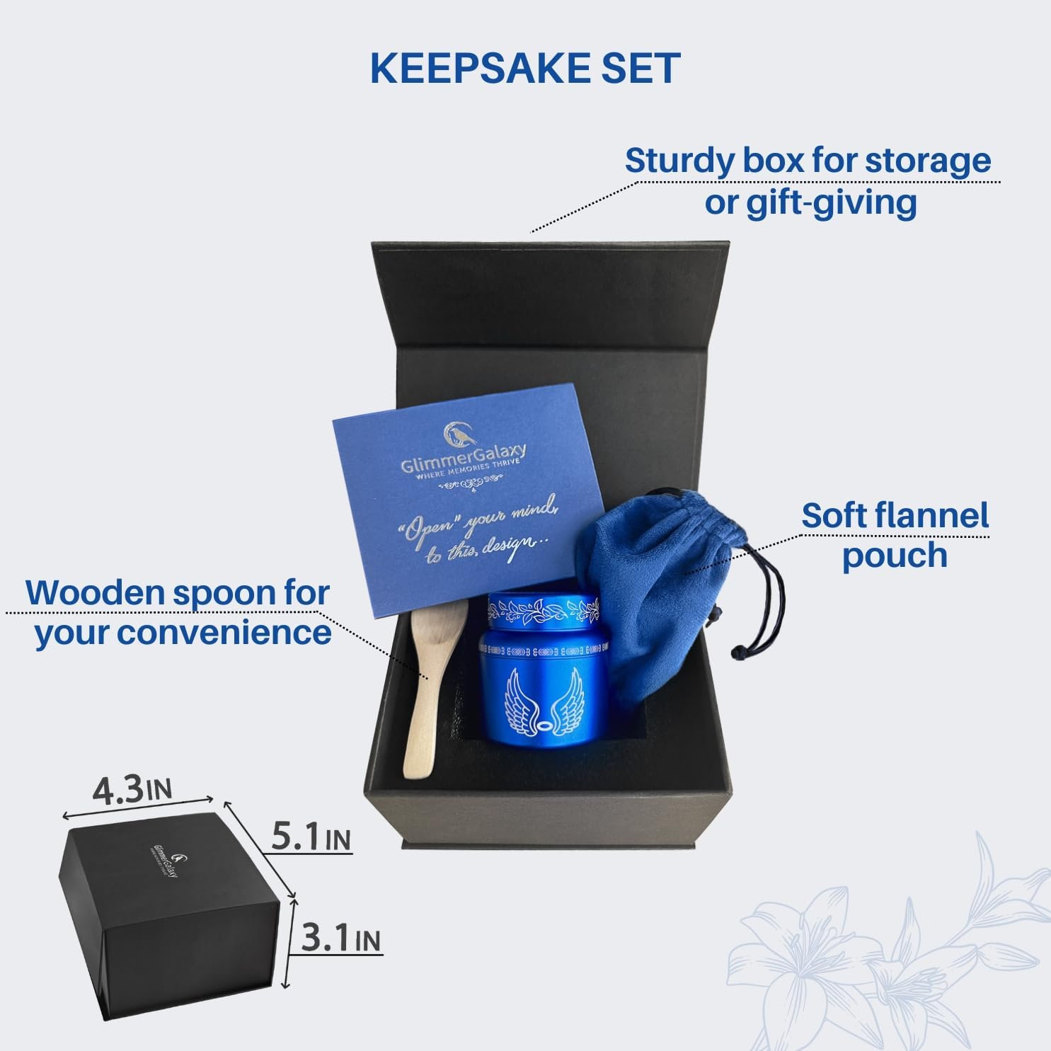 Blue Urn Small Urns for Human Ashes Keepsake Set