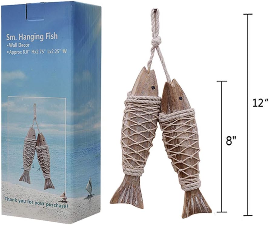 Antique Wood Fish Wall Hanging Decor Sculpture