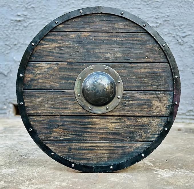 Viking Style Wooden Wall Shield 24 Inch