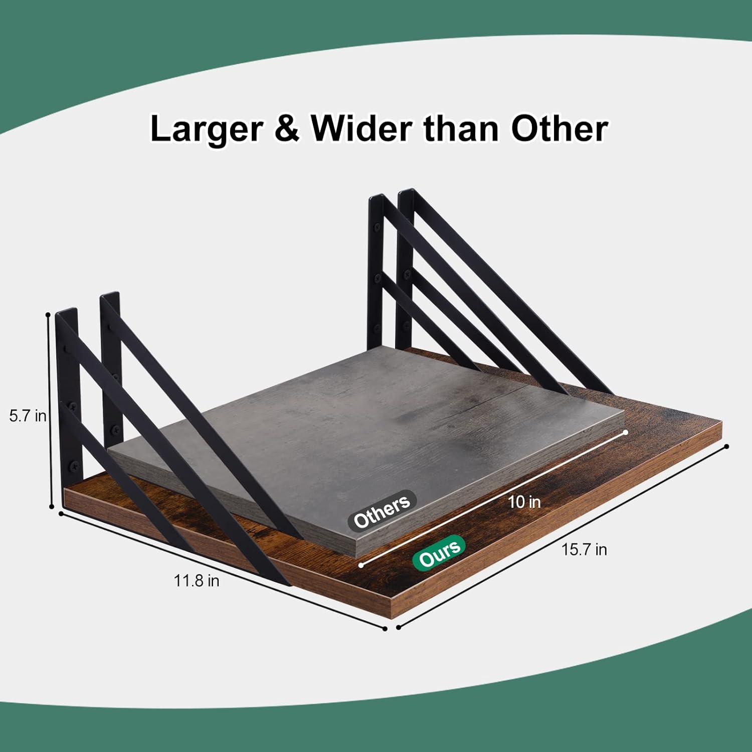 Tectocker-DOU 2 Pc Deep Floating Shelves Set