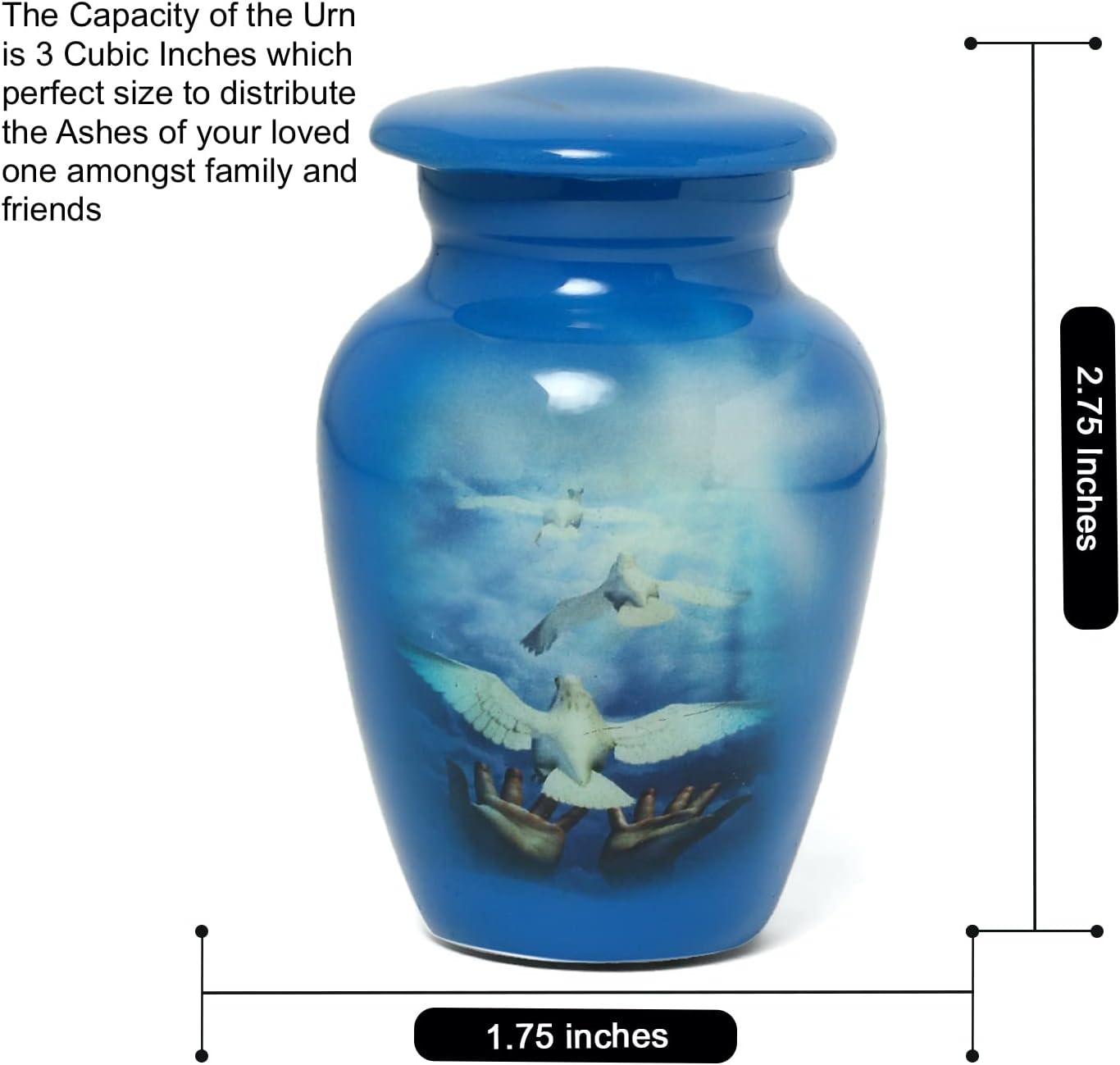 Serenity Dove Painted Mini Cremation Urn - Small Keepsake