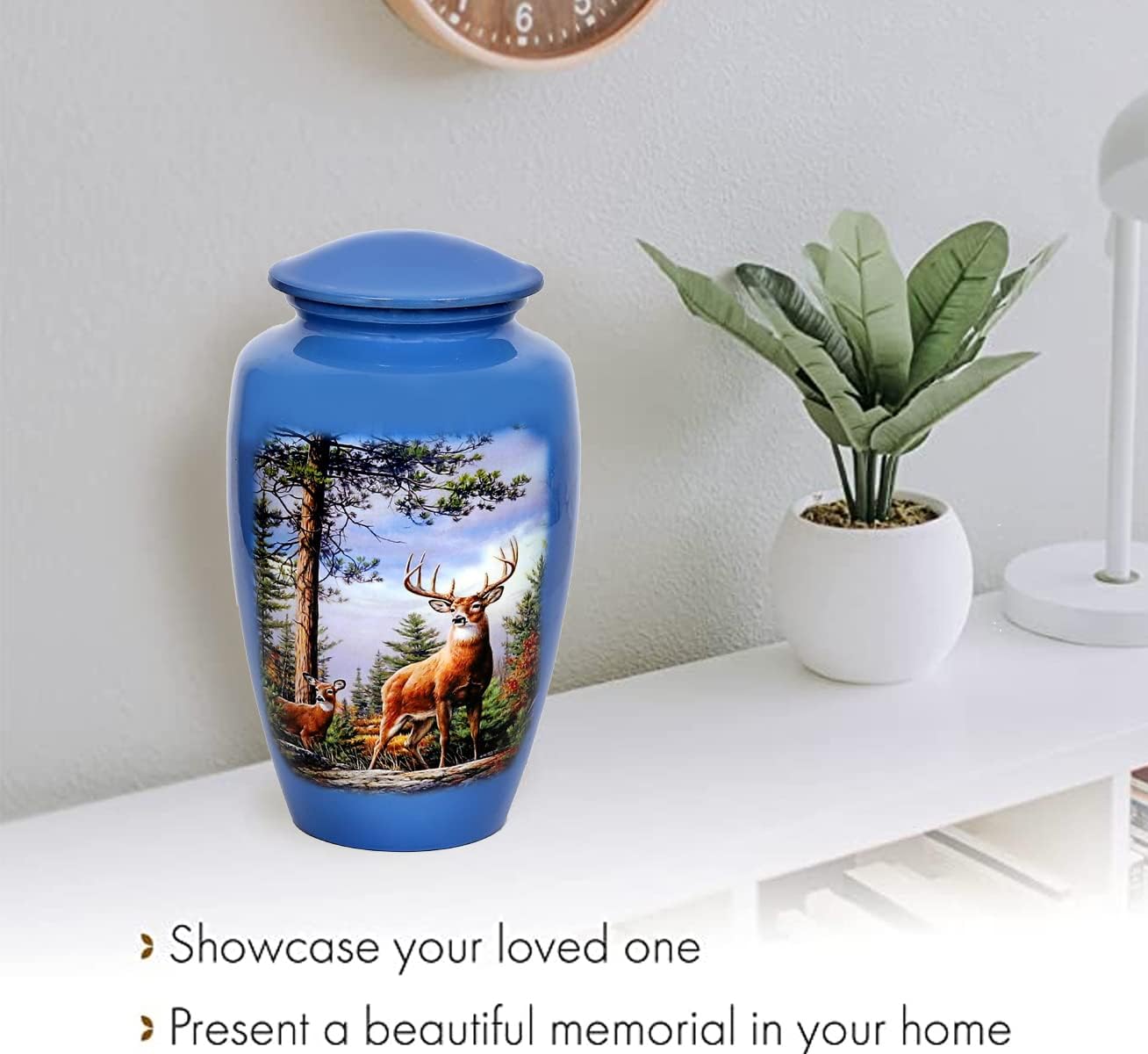 HLC Cremation Urn for Adult Ashes - Deer Design with Velvet Bag