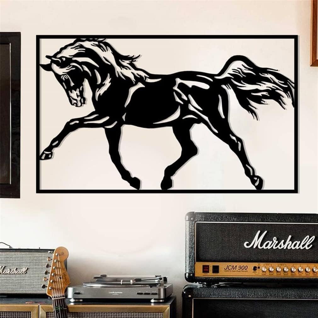 NORTH KAISER Black Metal Horse Wall Art