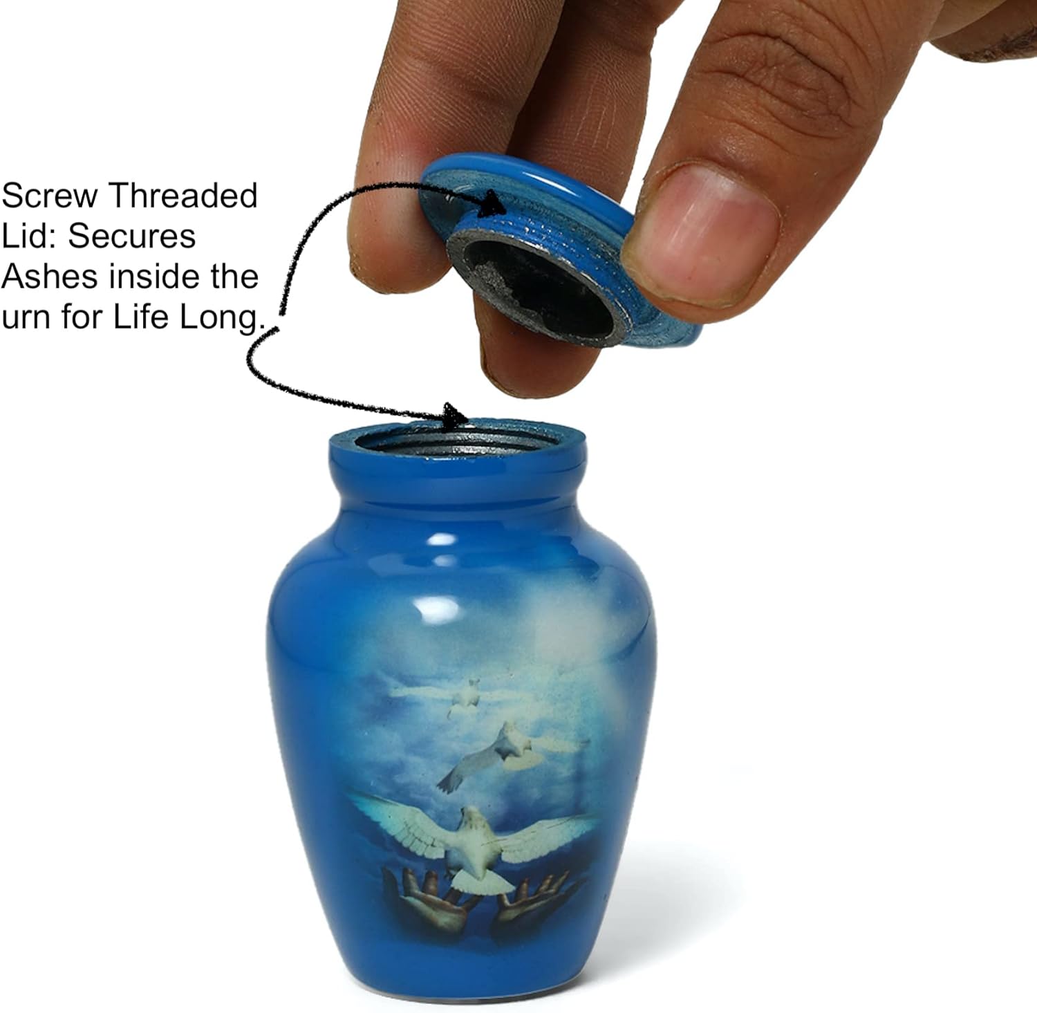 Serenity Dove Painted Mini Cremation Urn - Small Keepsake