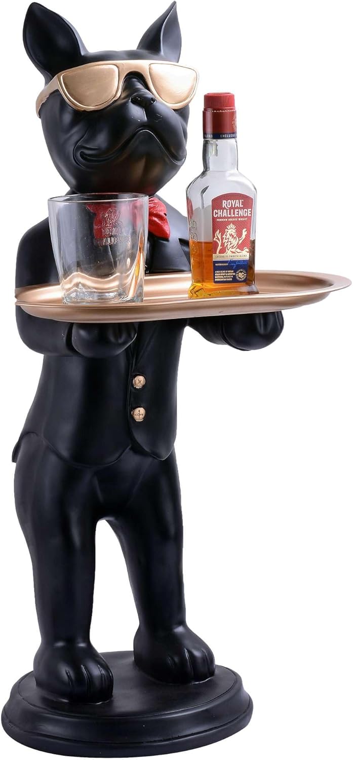 SIVANI Cool Dog Sculpture with Plate for Home Decor