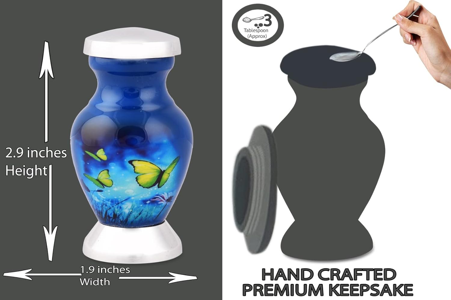 Butterfly Theme Cremation Urns Set of 4 Blue