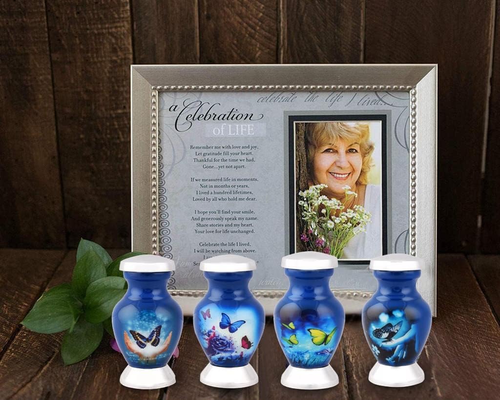 Butterfly Theme Cremation Urns Set of 4 Blue
