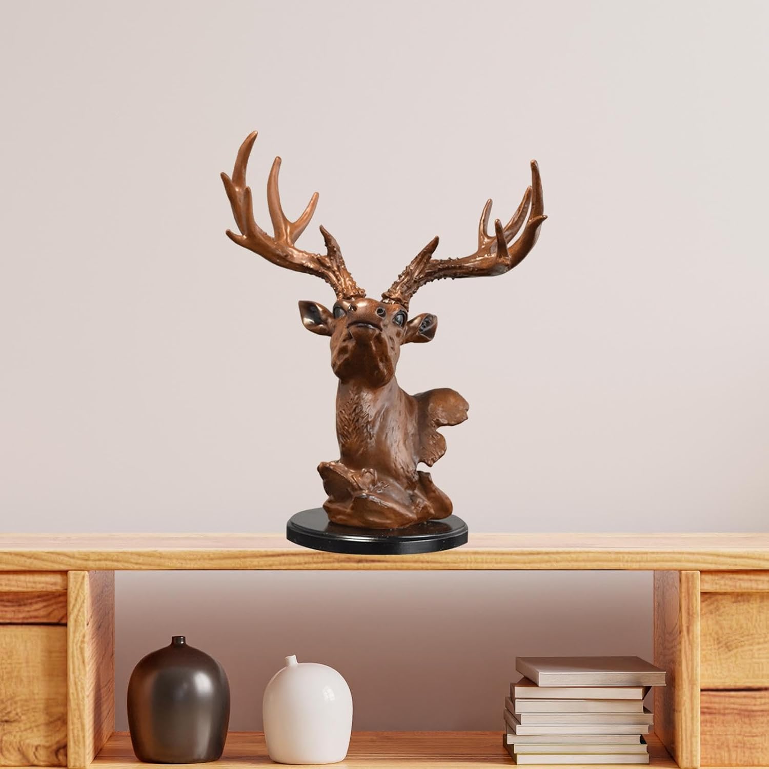 Fenteer Deer Head Figurine Desktop Decoration