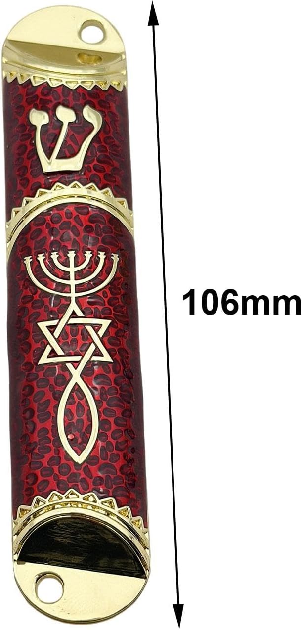 Sleek Door Mezuzah Cover in Red