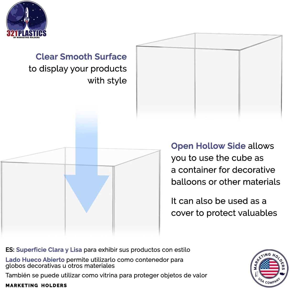 Acrylic Display Riser 18 Inch Tall Square Showcase Tower