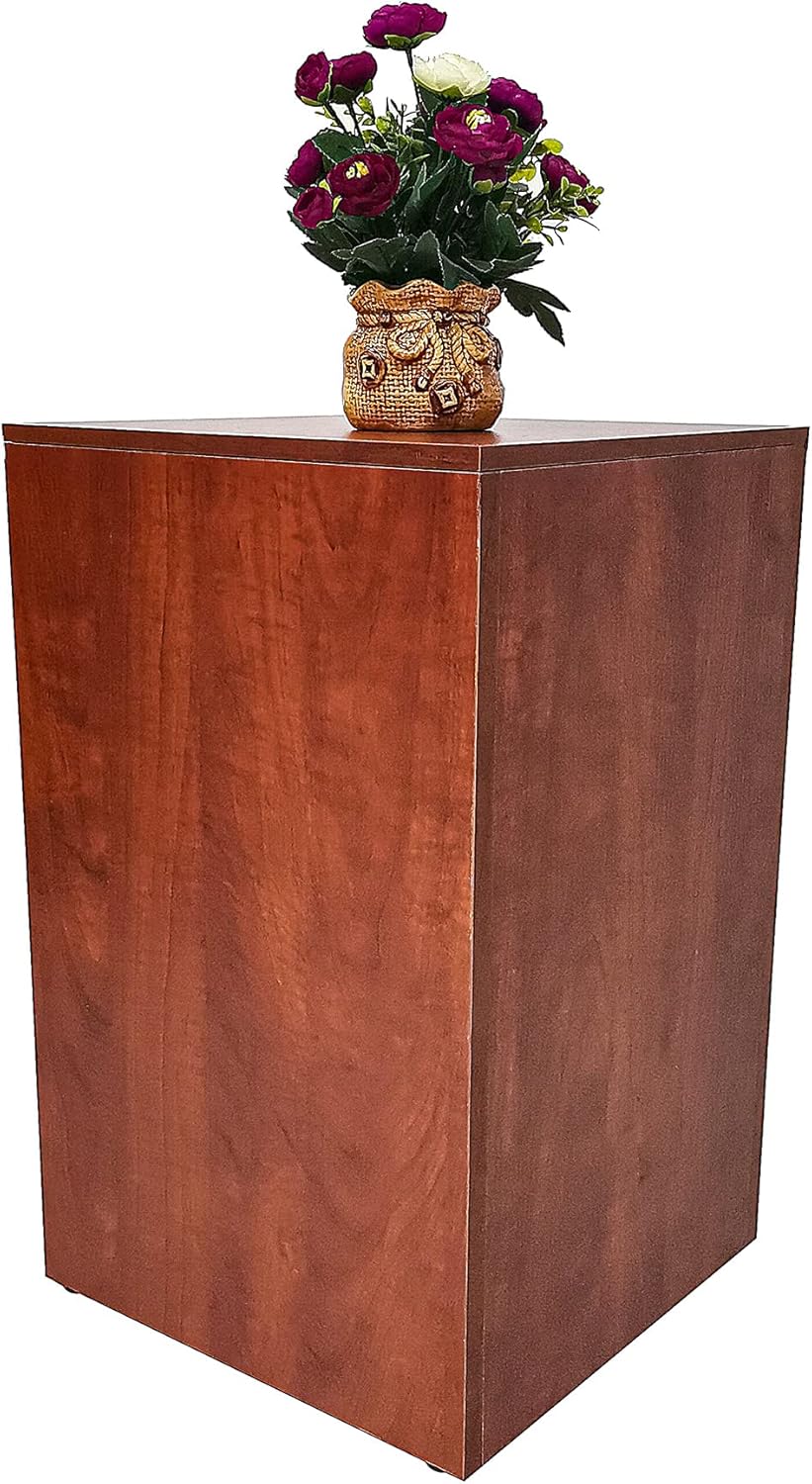FixtureDisplays 24 Inch Pale Walnut Cube Display Riser Stand