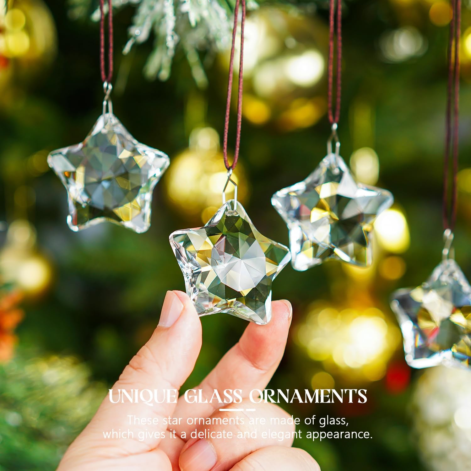 HD Crystal Glass Christmas Ornaments Set of 6