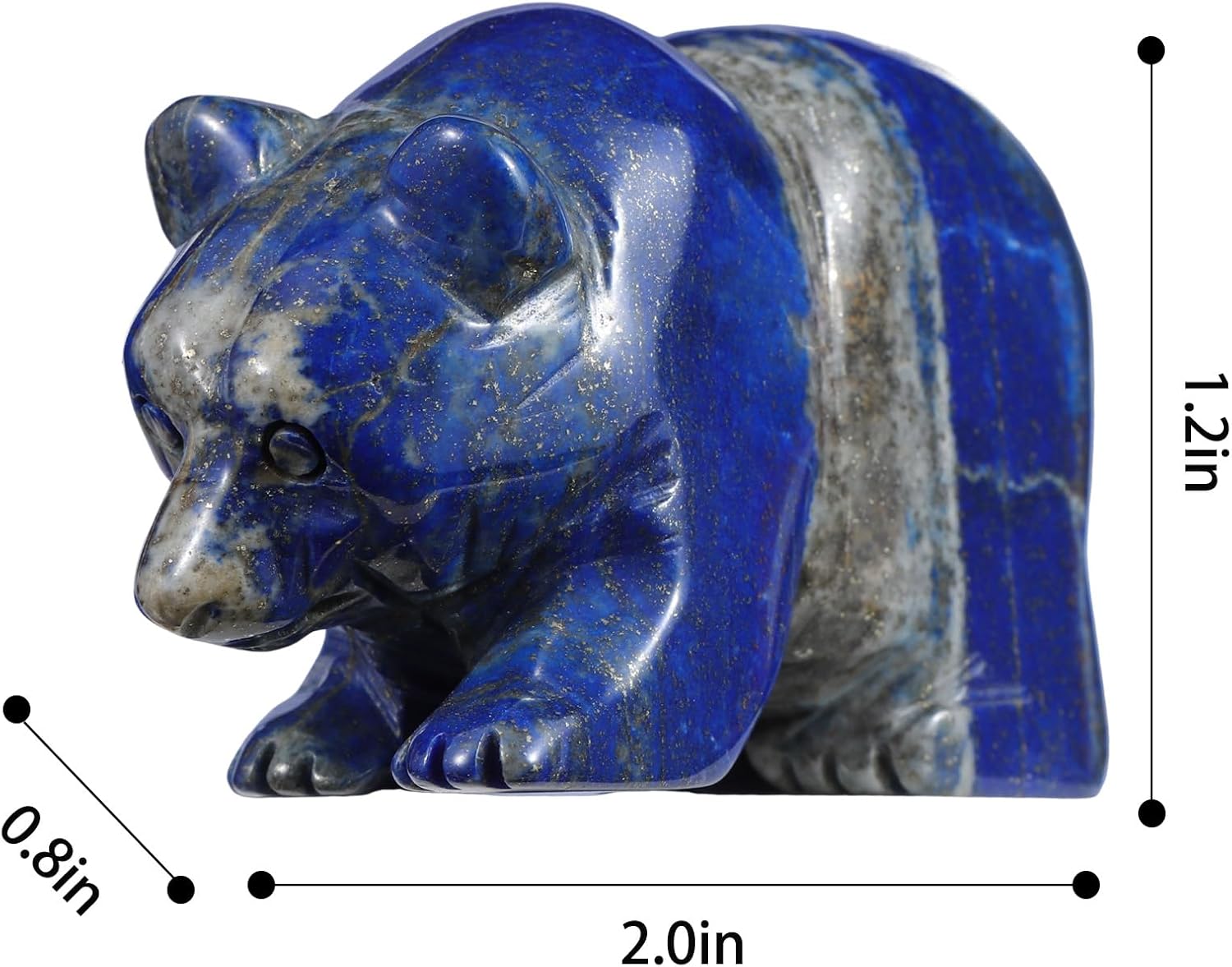 3 Inch Bear Figurine Hand Carved Lapis Lazuli Home Decor
