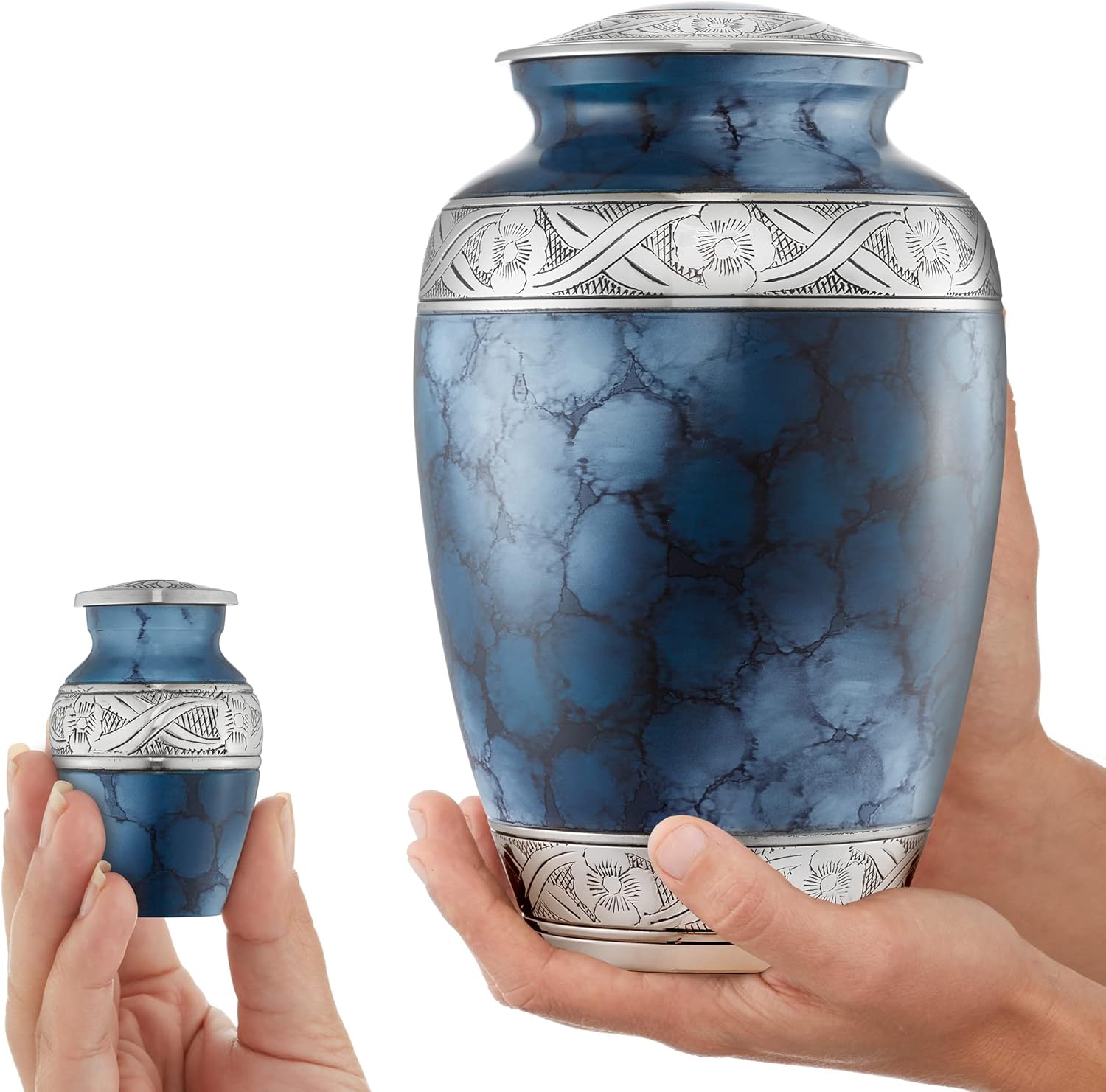 Reminded Set of 5 Decorative Cremation Urns - Blue