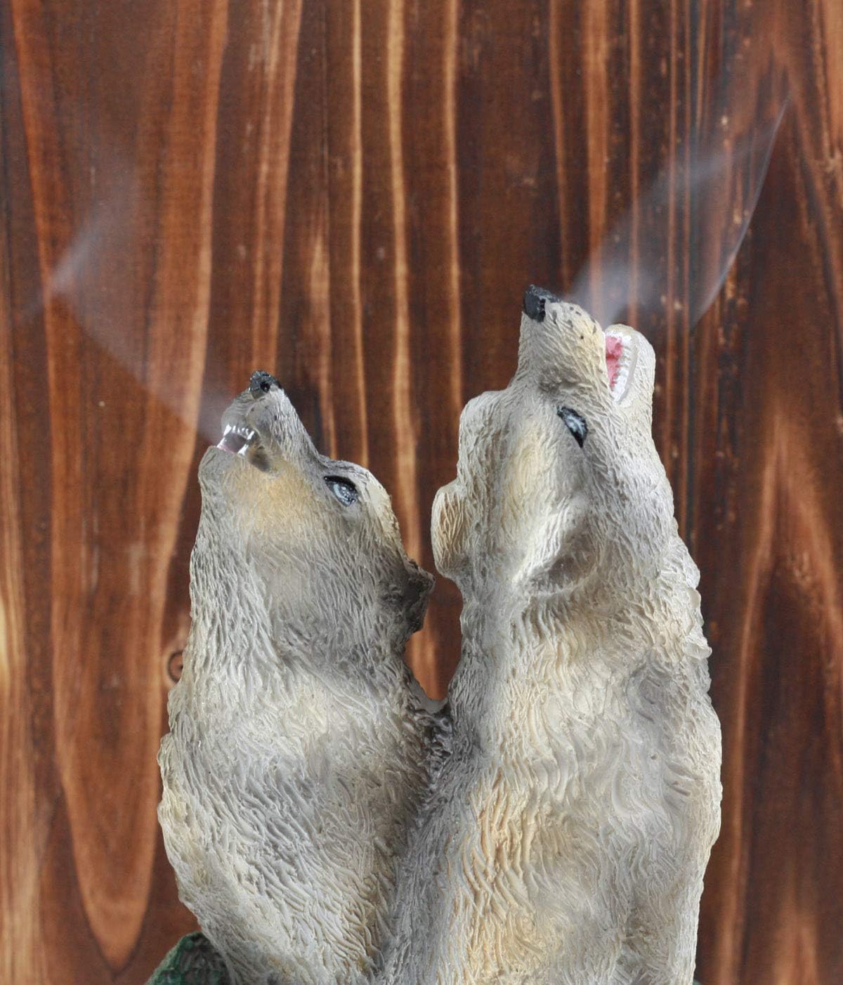 Ebros Howling Twin Gray Wolves Incense Burner Figurine