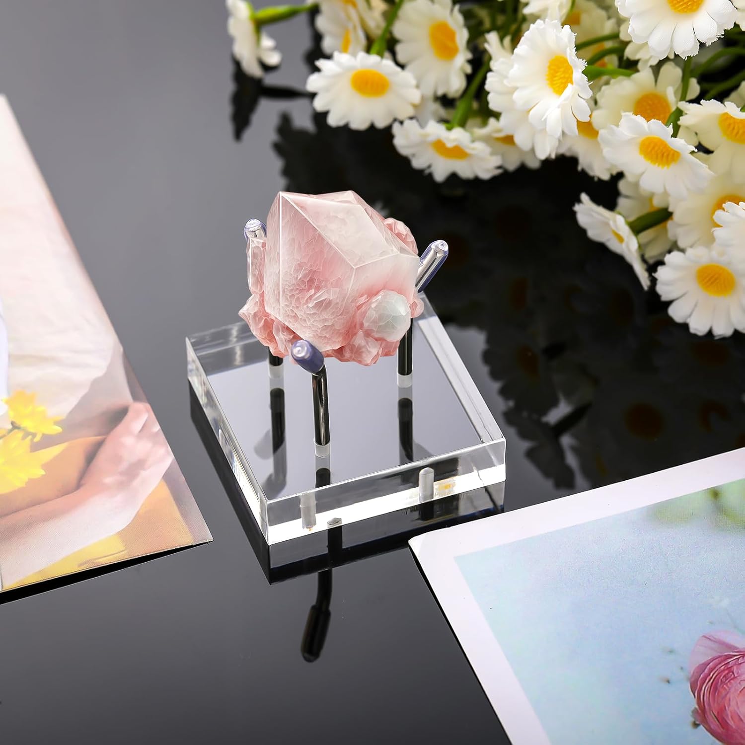Weysat 4 Pack Clear Acrylic Display Stands with 3 Pegs