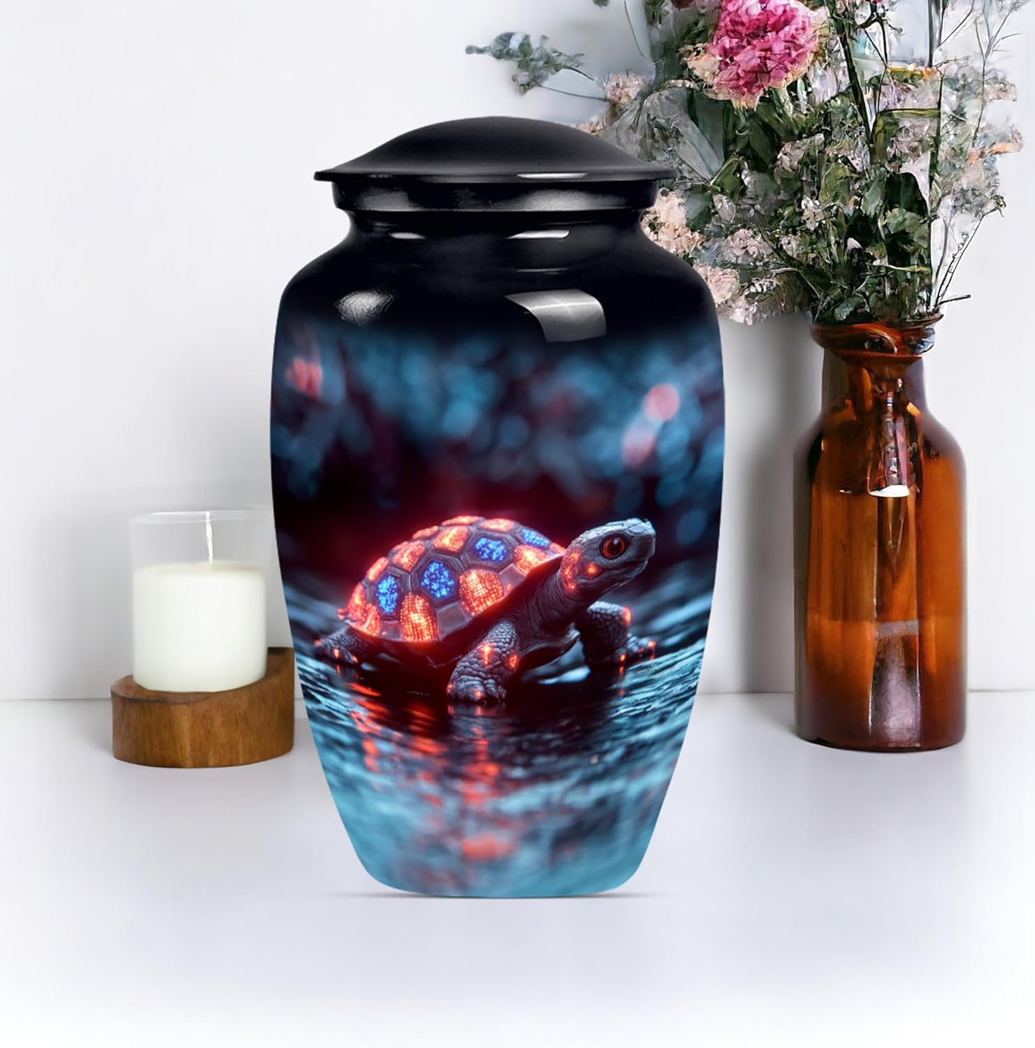 Elegant Blue Turtle Cremation Urn 10 Inch Set of 1