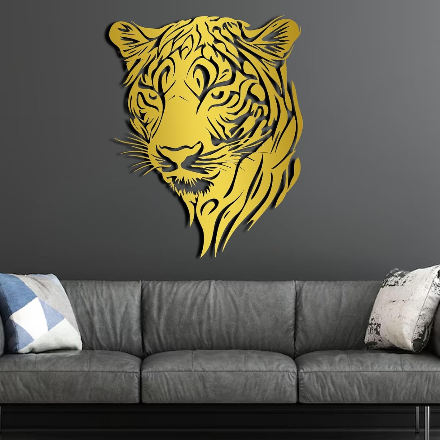ENJOYOO Black Leopard Head Metal Wall Art 24x19in