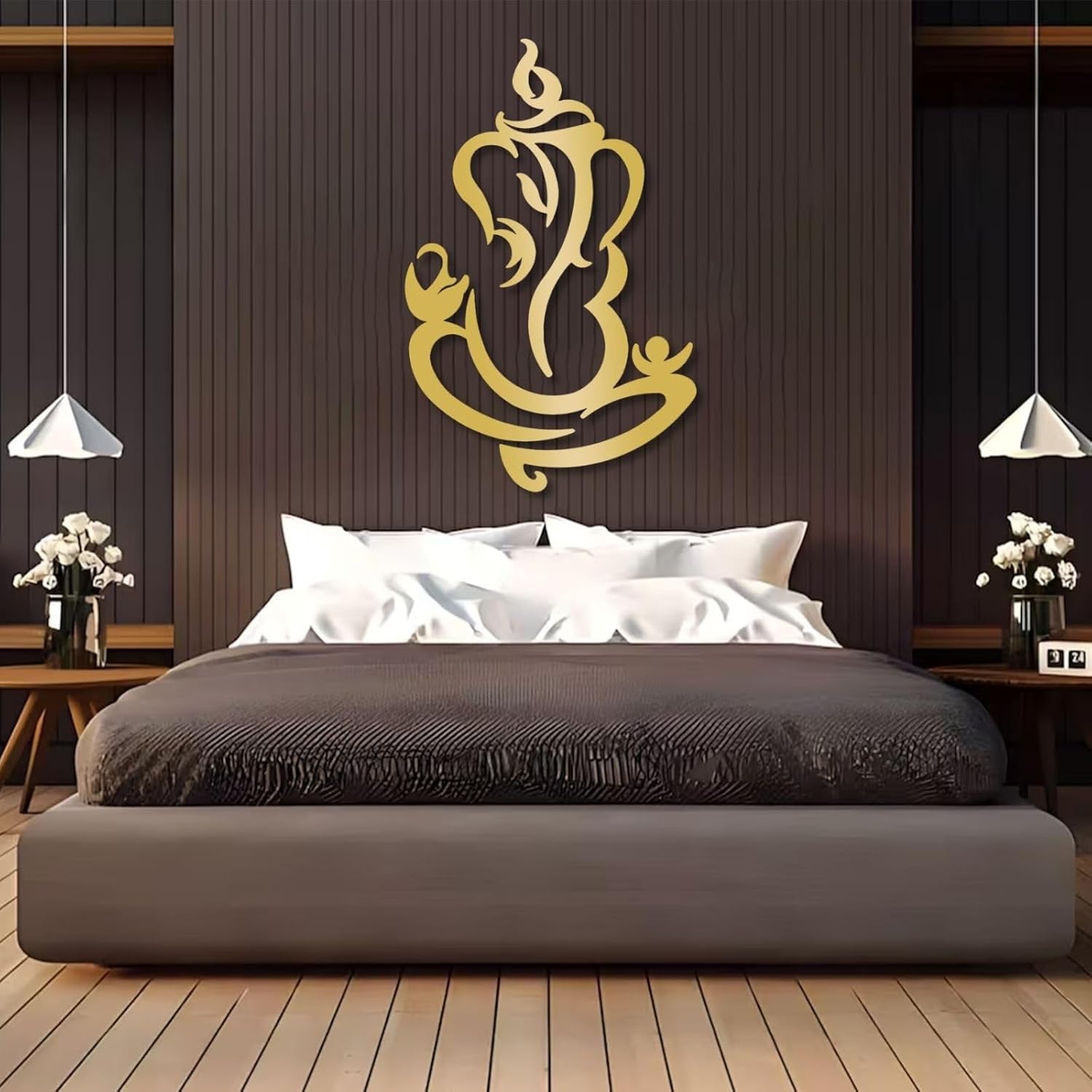 Ganesha Metal Wall Art Gold 59x38 Inch