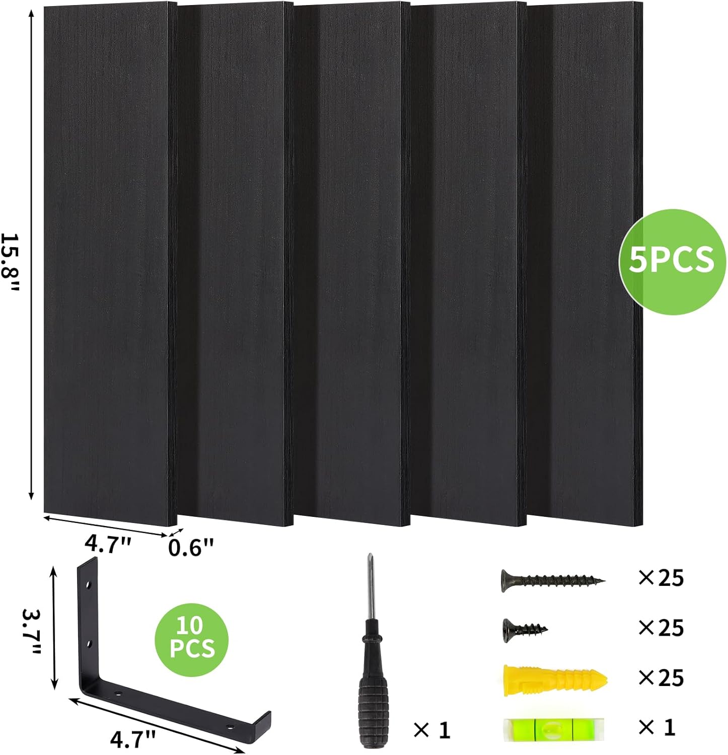Fixwal Floating Shelves Set of 5 Black Wall Shelves
