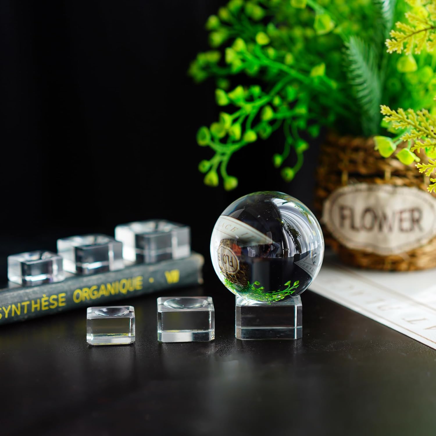 ZEERSHEE 6 Pack Square Crystal Display Bases for 3D Laser Balls