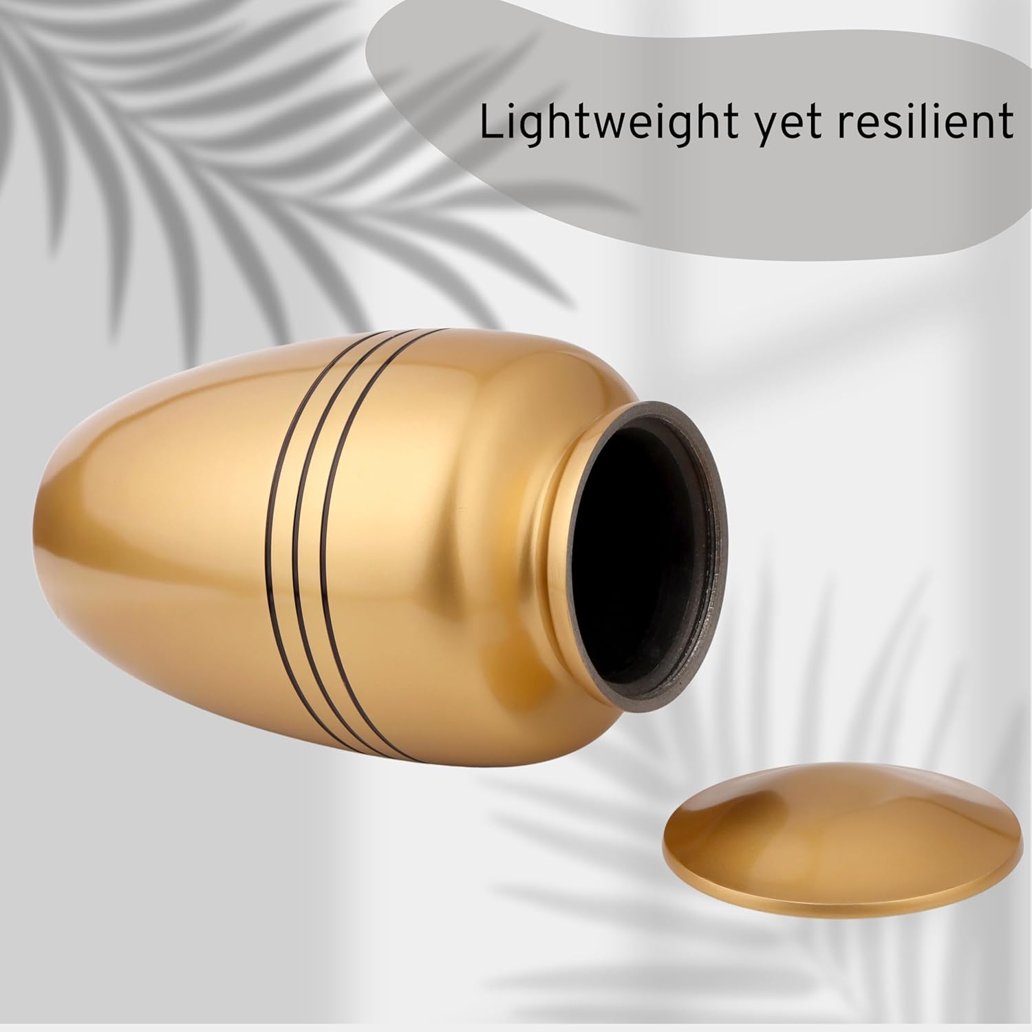 Alpha Living HOME Gold Black Urn for Human Ashes