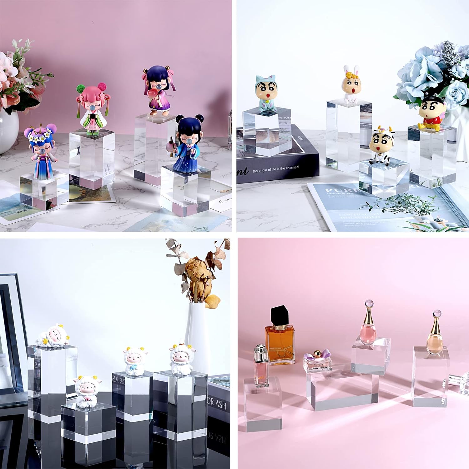 Hipiwe 4PCS Clear Acrylic Display Risers Stand