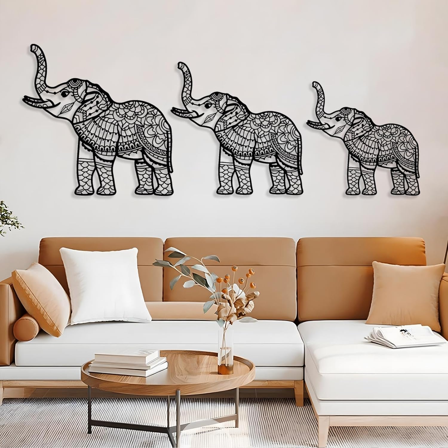 Cadeali Elephant Metal Wall Art Set of 3