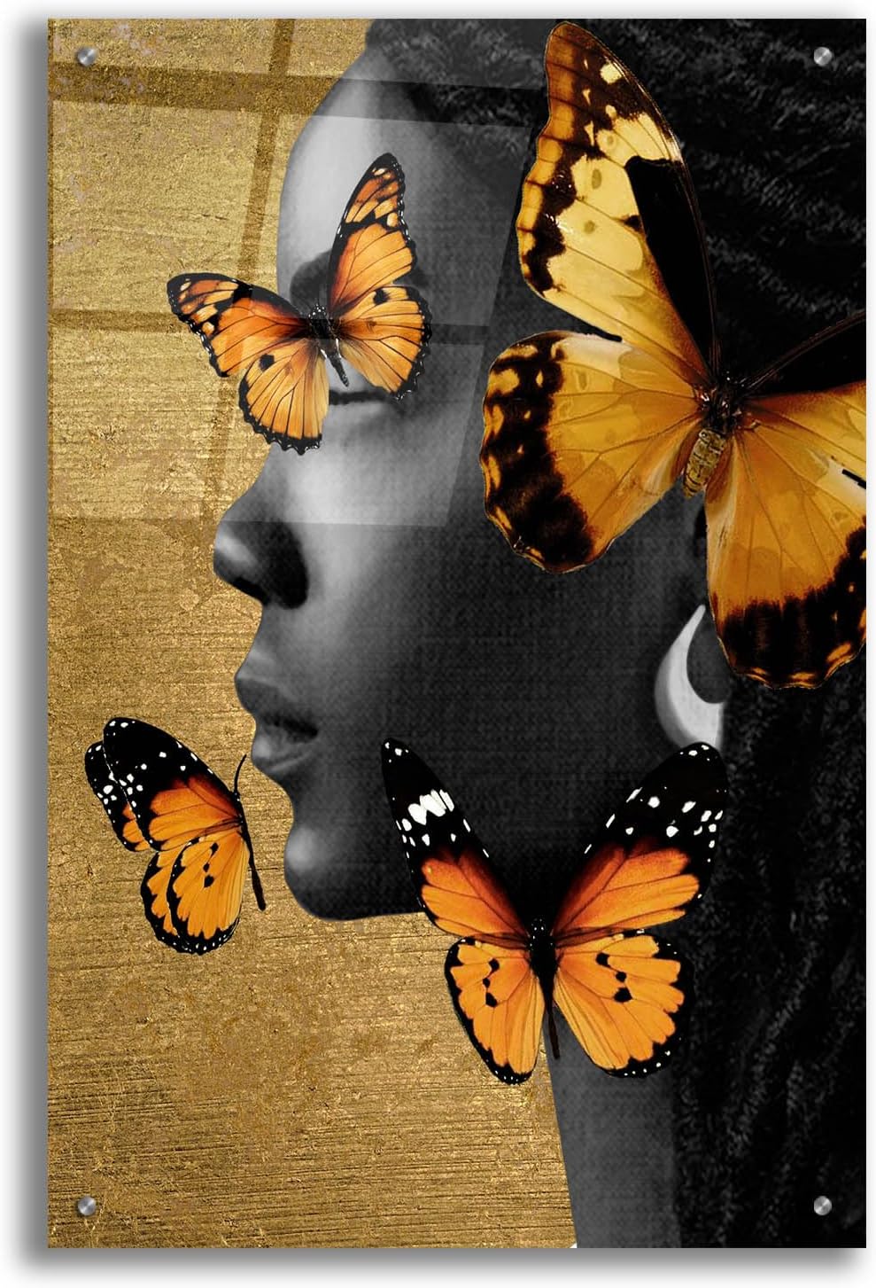 Epic Art Monochrome Golden Butterfly 1 Acrylic Wall Art 24x36