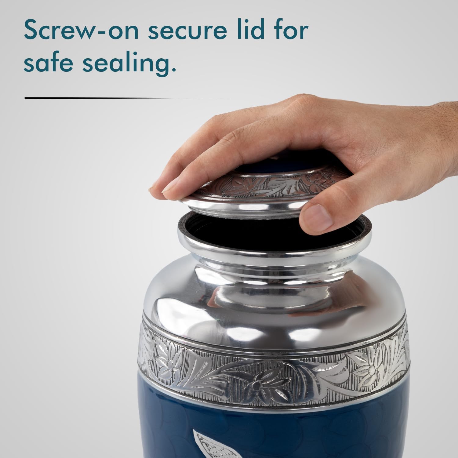 Silver Dove Cremation Urn for Human Ashes - Blue 1pc