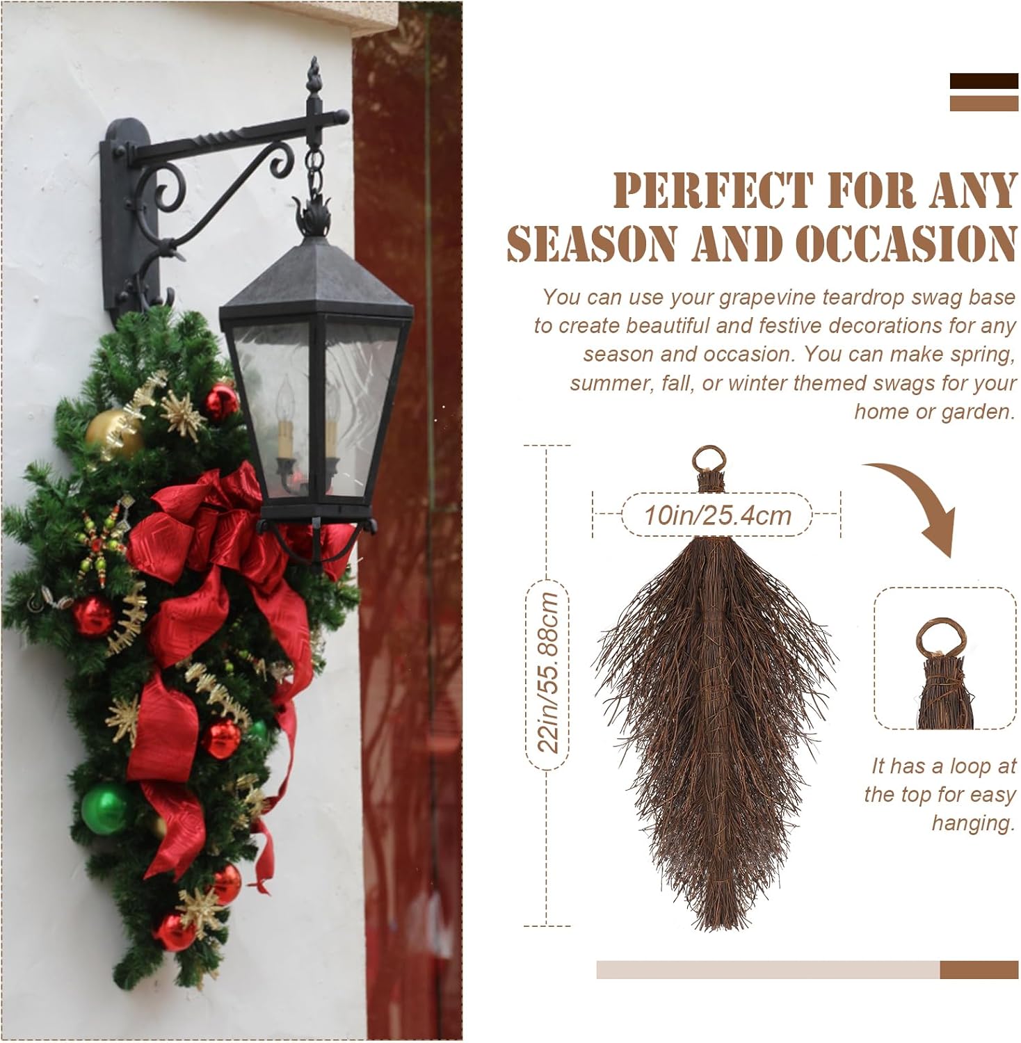 Grapevine Teardrop Swag Base 2 Pack for DIY Decor